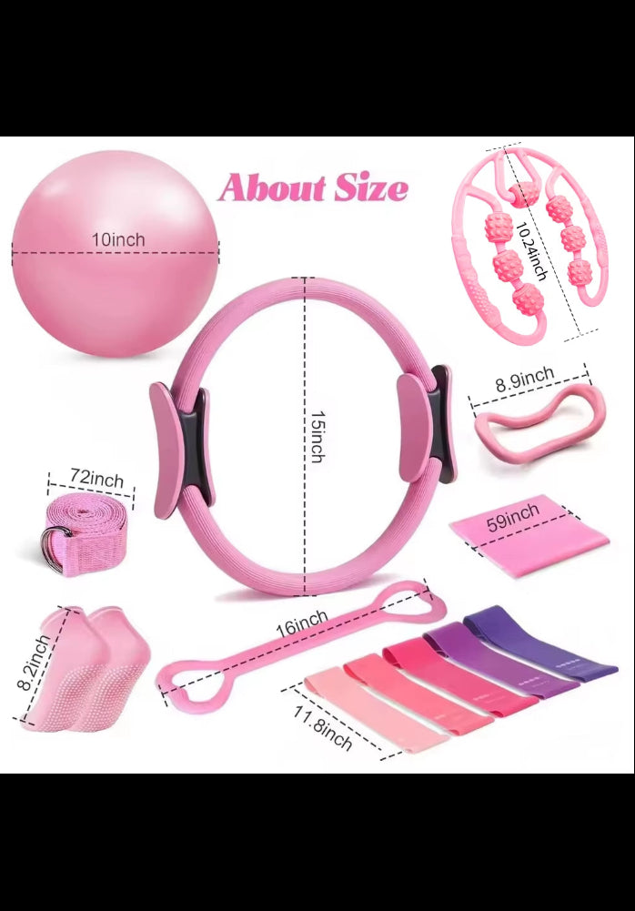 Pilates Yoga Set 13 Piece Home Pilates Kit for Women Pilates Equipment Toning Fitness Essentials Starter Set Accessories