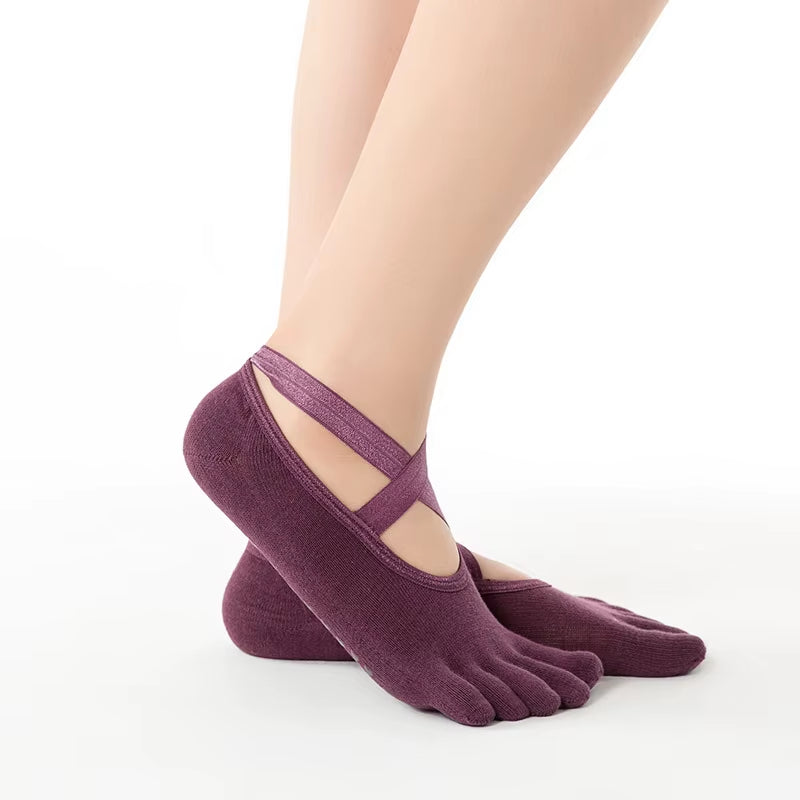 Yoga Anti-Slip Socks 1 Pairs Women Pilates Backless Silicone Non-Slip Socks Ladies Breathable Ballet Dance Gym Pilates Socks